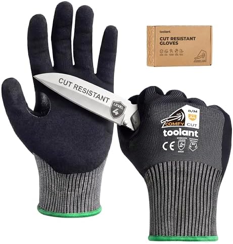toolant ComfyCut A4 Cut Resistant Work Gloves, 3 Pairs, Dark Gray, Large