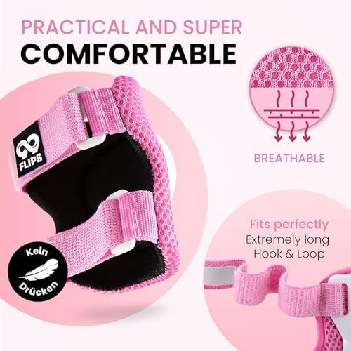 99FLIPS Knee Pads for Kids 3-12 Years [6pc] - Skating Protective Gear