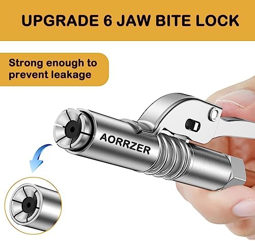 Grease Gun Coupler, Strong Lock on Grease Couplers, 12000 PSI High Pressure Greases Gun Coupler, Compatible with All Grease Guns 1/8" NPT Grease Gun Fittings,Duty Quick Release Grease Couplers