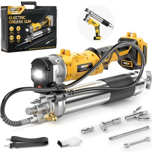 Cordless Grease Gun Compatible with DeWalt 20V Battery, 12000PSI Electric Grease Gun Kit, Dual Pistol & in-Line Grip, Grease Gun with 39" Hose & 4 Couplers (Tool Only)