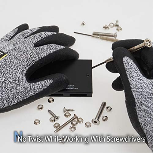 DEX FIT Level 5 Cut Resistant Gloves Cru553, 3D-Comfort Fit, Firm Grip, Thin & Lightweight, Touch-Screen Compatible, Durable, Breathable & Cool, Machine Washable; Grey M (8) 3 Pairs