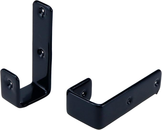 Coshar Heavy Duty Hook Bracket Coated Stainless Steel J Hooks 1-Inch Inner Bunk Bed Ladder Hook Hardware for Bed Decor, Garage Storage, Cable Tool Organization - 4Pcs Black