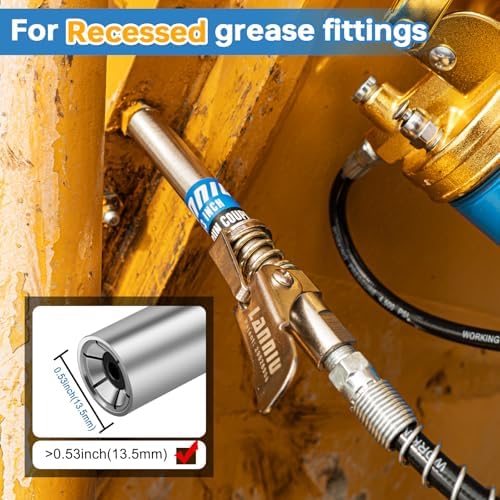 Grease Gun Coupler Kit, 12000 PSI with 90° Adapter & Needle Tip