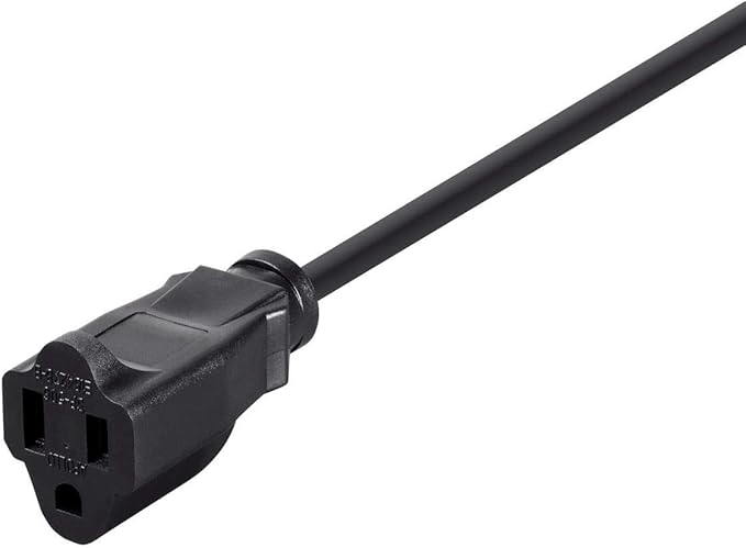 Monoprice Power Extension Cord - 3 Prong, 13 Amp, 1625 Volt, (NEMA 5-15P to NEMA 5-15R), 2 Feet, 16AWG, Black