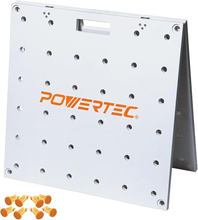 POWERTEC Arachni-Flex 24" x 48" Waterproof PVC Foldable Workbench Tabletop with Pre-drilled Dog Holes & Quick-Insert Locks for Wet and Dry Applications (72189)