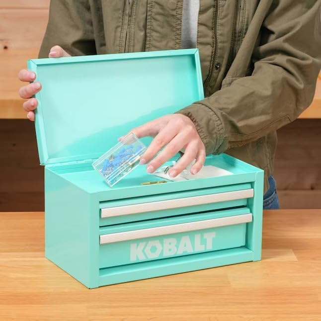Mini 2-Drawer Steel Tool Box Teal Color