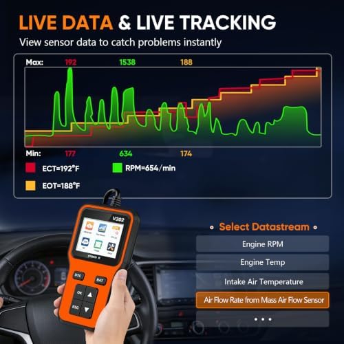 OBD2 Scanner & Engine Code Reader, Car Scanners with Battery Tester
