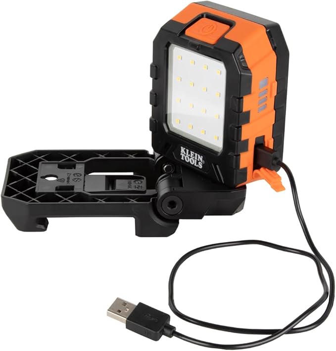 Klein Tools 56416 Rechargeable LED Work Light, 1000-Lumens, Magnetic Work Light with 3 Modes, 360-Degree Rotation and Kickstand, Compatible with MODbox Rail System