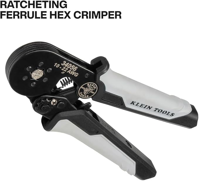 Klein Tools 34061 Ferrule Crimping Tool Set with Ratcheting Hex Crimper Pliers, 1200 Wire Terminals (10-22 AWG), and Soft Carrying Case for Electrical Applications