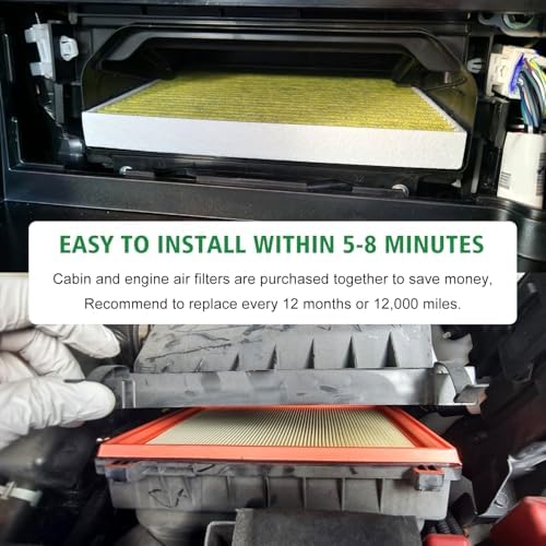 Capume 2PCS Cabin Engine Air Filter JM966JM1260 Kit Fits for Equinox 2018-2025, Terrain 2018-2025, Replacement for CA12260, CF11966,JM966JM1260