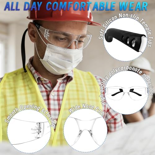 80 PCS Clear Safety Glasses Bulk for Men Women ANSI Z87.1 Safety Goggles