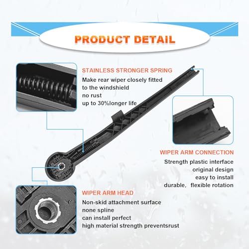 14in Rear Windshield Wiper Blade Kit, 2 Pack, Compatible With Grand Cherokee 2005-2010