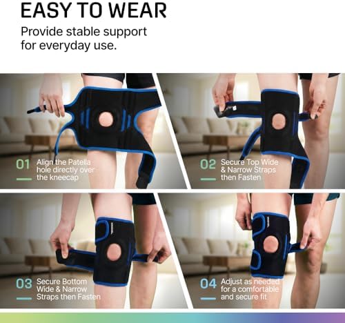 Modvel Knee Brace with Side Stabilizers & Patella Gel Pads for Pain Relief and Joint Support Breathable, Non-Slip Compression Sleeve for Men & Women, Arthritis, Meniscus, ACL Recovery