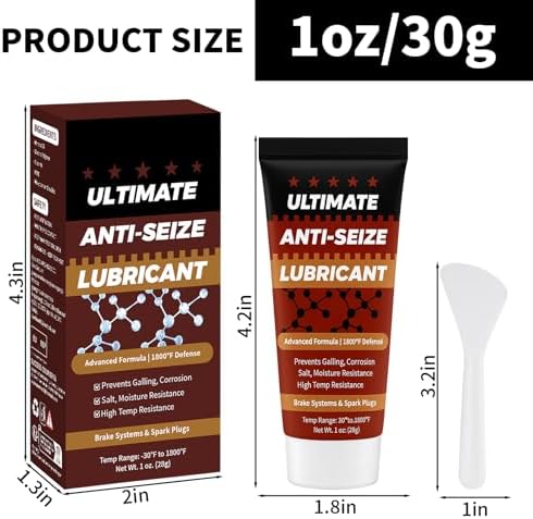 Copper Anti-Seize Thread Lubricant Spark Plug Antiseize Grease Compound for Automotive, Bolts and Nuts | High Temp Brake Parts Lubricant Grease Prevents Rust, Corrosion, Seizing - 1oz Tube (1-Pack)