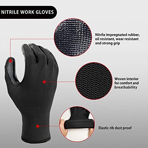 Evridwear Nitrile Coated Work Gloves for Men & Women