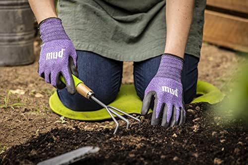 Mud Grip Women's Nylon Seamless Knit Shell Water Resistant Dotted Nitrile Palm Gardening Gloves