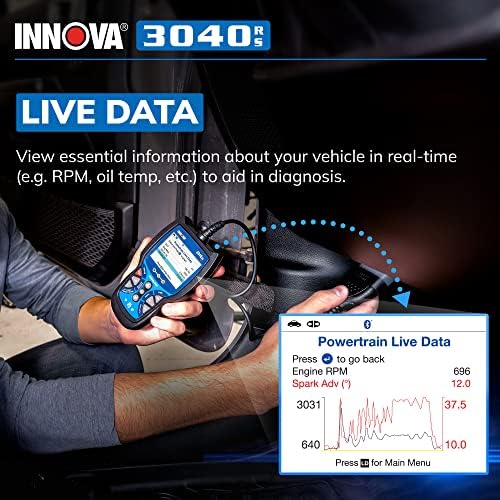 INNOVA 3040RS, OBD2 Scanner, Live Data Streamer, Battery/Alt Tester, Reset Check Engine Light/Brake Light/Oil Light, Free Mechanic Recommended Fix & Parts & Est Repair Cost, Free Updates