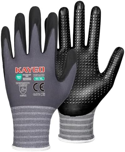 KAYGO MicroFoam Nitrile Coated Work Gloves, Non-Slip Micro-Dots, KG19N