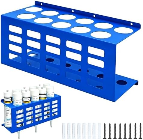 Metal Wall Mount Caulk Tube Holder Rack, Blue
