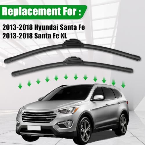 Windshield Wiper Blades compatible with 2013-2018 Hyundai Santa Fe/Fe XL