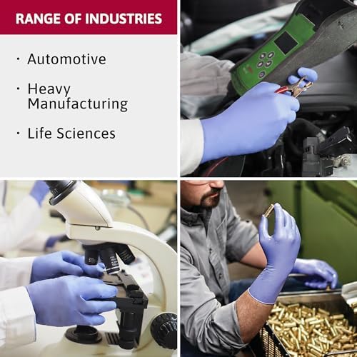 Microflex SU-690 Disposable Nitrile Gloves, Latex-Free, Powder-Free Glove for Cleaning, Mechanics, Automotive, Industrial, or Medical Applications, Violet, Size X-Small, Box of 100 Units