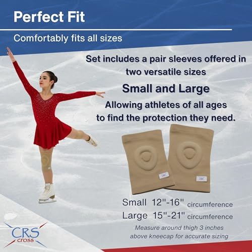 CRS Cross Gel Knee Pads for Ice Skating. Custom Gel Pad Design. Pair Large