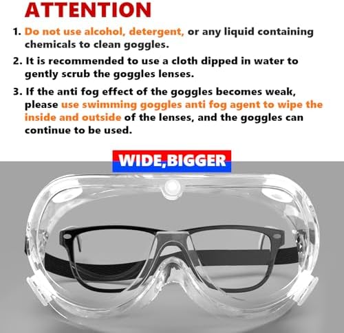 Super More Anti-Fog Protective Safety Goggles Clear Lens Wide-Vision