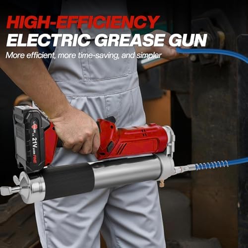 Electric Grease Gun 12,000 PSI 5.3 oz/min, 2-in-1 Cordless Battery Powered Grease Gun Kit with with 2 * 2.0AH Batteries, Bright LED Light, 3 Couplers, Compatible Standard Cartridge