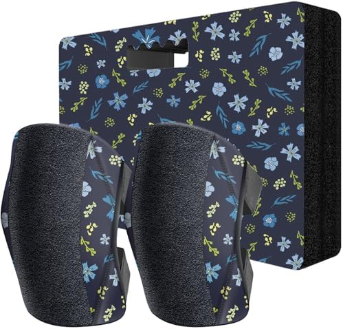 Garden Kneeling Pad and Knee Pads Women, Foam Padding Kneepads, Blue Flower