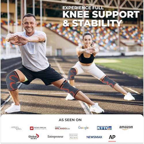 Modvel Compression Knee Brace for Women & Men - 2 Pack Knee Brace for Running Knee Pain, Knee Support Compression Sleeve, Workout Sports Knee Braces for Meniscus Tear ACL & Arthritis Pain Relief