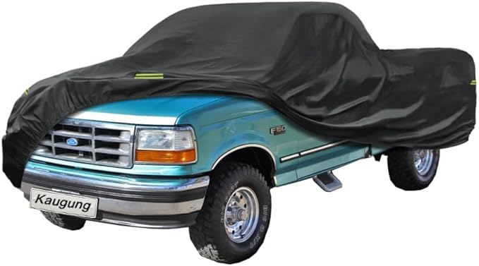 Kaugung 7 Layers Truck Cover Waterproof Custom Fit Ford F150 Regular Cab 8ft Bed from 1990 to 2003, 7 Layers Heavyweight Pickup Car Cover Outdoor Indoor Sun UV Rain Snow Wind Protection.