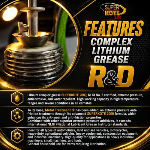 Lithium Complex Grease | Lubricant | Superkote 2000 Multipurpose | NLGI 2 | EP | High Temp | Automotive | Construction | Industry | Gear | Wheel Bearing | Axle | Bike | White | 114 gr Squeeze Tube