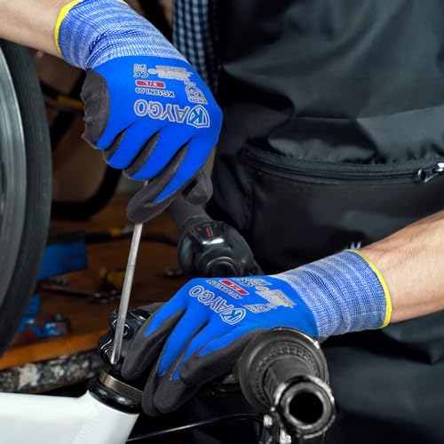 KAYGO Safety Work Gloves, MicroFoam Nitrile Coated, Men Women,KG18N