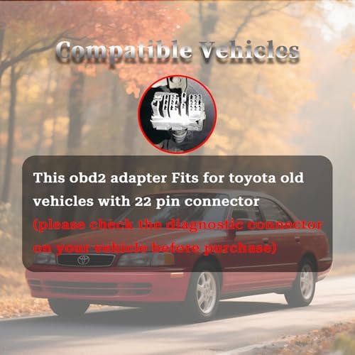 OBD1 to OBD2 Adapter for Toyota 22 Pin to 16 Pin OBD Diagnostic Cable