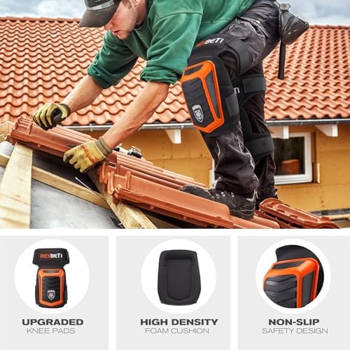 REXBETI Knee Pads for Men, Anti-slip Construction Gel Knee Pads for Work