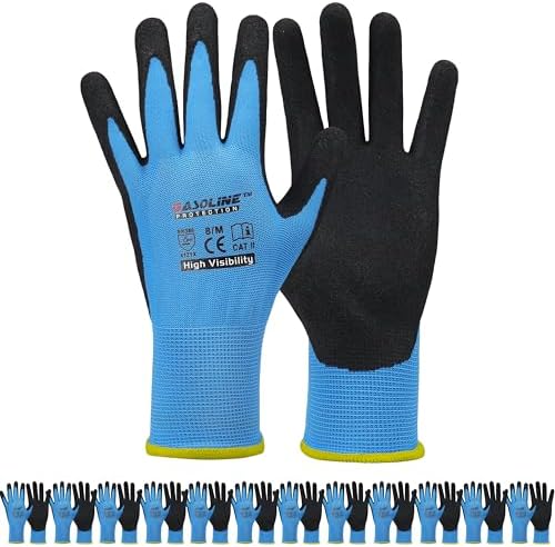 Gasoline 12 Pairs MicroFoam Nitrile Work Gloves, Touchscreen Breathable Safety Gloves for Warehouse, Mechanic, Sizes S-XXL