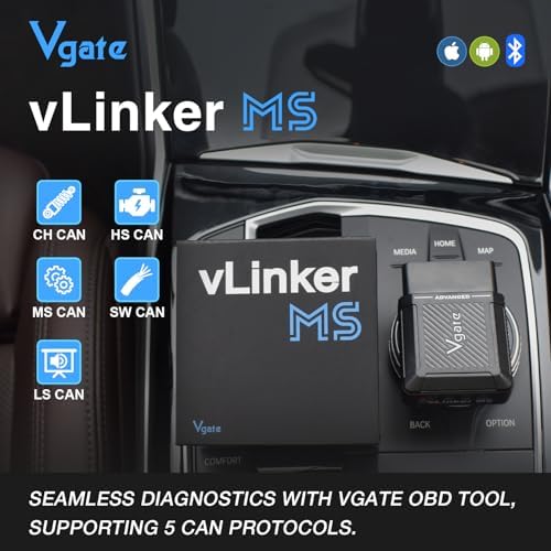 Vgate vLinker MS Bluetooth OBD2 Car Scan Tool for iPhone/iOS, Android & Windows, Supports Multiple CAN Protocols (GMLAN, MS CAN, CH CAN, LS CAN)
