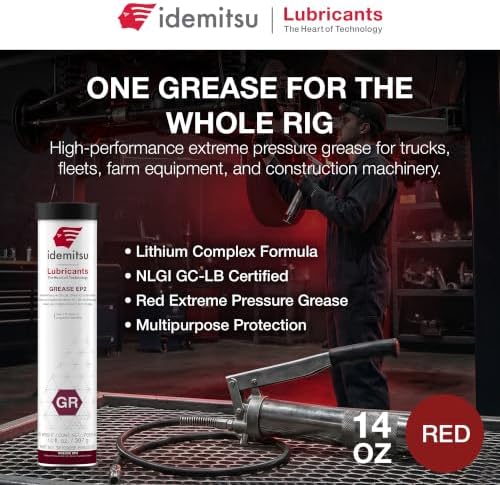 Idemitsu EP2 Red All Purpose Grease NLGI 2 – 14 oz Cartridge, Case of 10