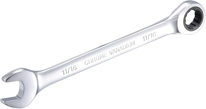 uxcell 11/16 Inch Ratcheting Combination Wrench SAE 72 Teeth 12 Point Ratchet Box Ended Spanner Tools, Cr-V