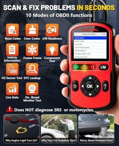 Autel OBD2 Scanner Autolink AL549, Car Code Reader for Check Engine Light, OBD2 Scan Tool for Read & Clear Fault Codes, Battery Test & Live Data, OBDII Diagnostic Tool for 1996+Cars and Trucks