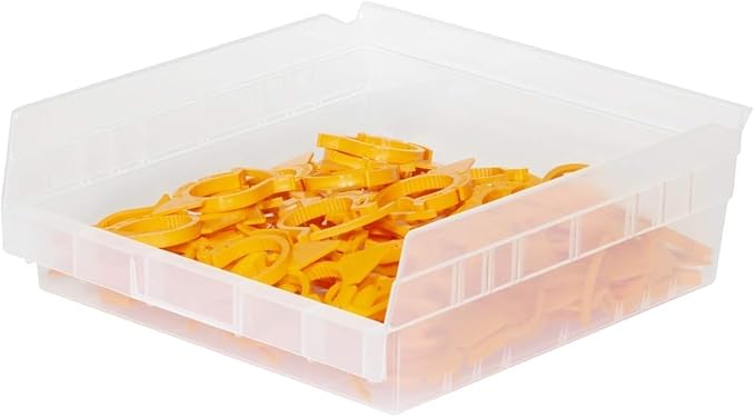 Akro-Mils 30170 Plastic Shelf Bins, Heavy Duty Storage Bins for Garage, Closet, and Drawer Organization, 12-Inch x 11-Inch x 4-Inch, Clear, 12-Pack