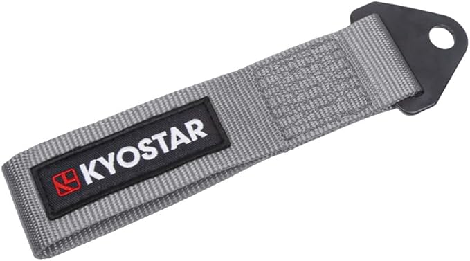 Kyostar Universal Racing Tow Strap for Front or Rear Bumper Towing Hooks, High Strength Tow Straps, Upgrade Version (Gray)