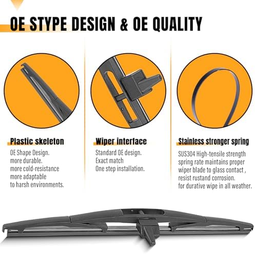 AUTOBOO 12" Rear Wiper Blade Replacement for Honda Pilot 2009-2015 2-Pack