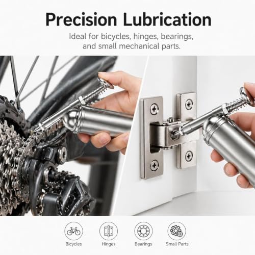 3 oz Mini Grease Gun, One-Hand Push-Type Lubricator with Needle Nozzle