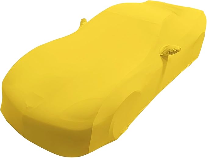 C6 Corvette Indoor Car Cover - Custom Fit Ultraguard Stretch Satin - Dust Proof Full Cover - The Ultimate High End Fit for 2005-2013 Base, Grand Sport, ZR1, Z06 Corvettes (Yellow)