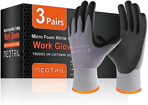 NEOTRIL Safety Work Gloves MicroFoam Nitrile Coated-3/6/12/36 Pairs,Breathable Nylon Working Gloves for Men Women