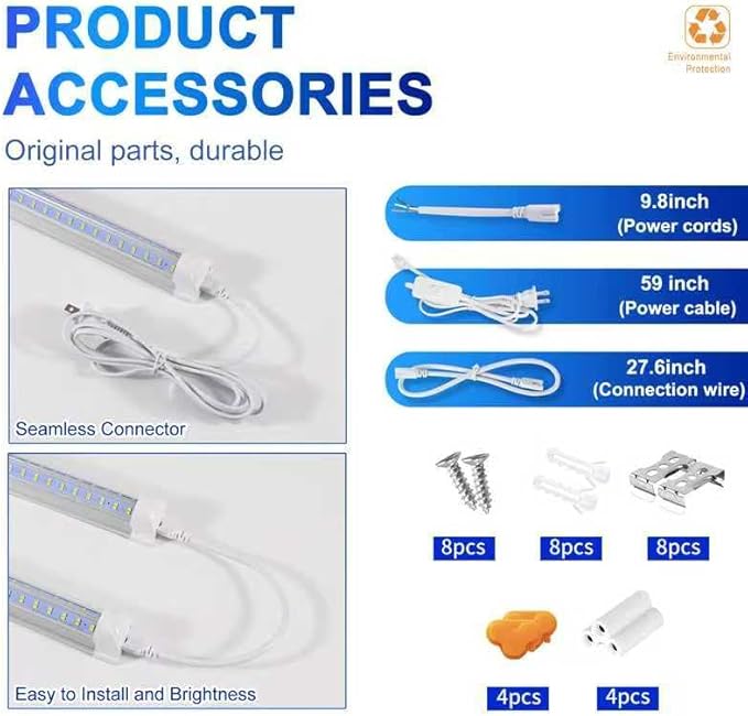 AQIQUUT 3FT Led Shop Light,3FT Lights 36W 6500K 5000LM Daylight,Led Shop Lights 110V Linkable Clear Cover Integrated V-Shape for Shop Garage Warehouse Workshop Commercial Bay Lighting(4-Pack)
