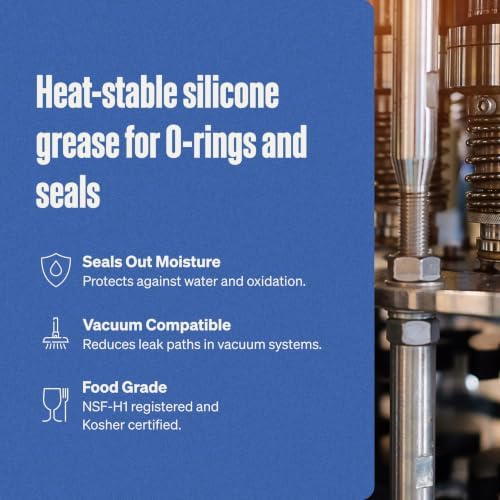 Super Lube O-Ring Silicone Grease - Non-Curing Silicone Compound - for O-Rings, Vacuum Systems & Valve Components - Heat Stable & Moisture Resistant - Translucent White - Canister - 14.1 oz (93016)