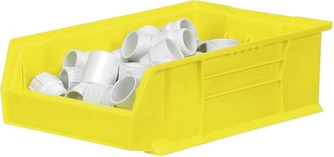 Akro-Mils 30280 Super-Size AkroBins Plastic Storage Bins, Space-Saving Stackable Bins for Garage, Classroom, Warehouse Organization, 20" L x 12" W x 6" H, Yellow, 4-Pack