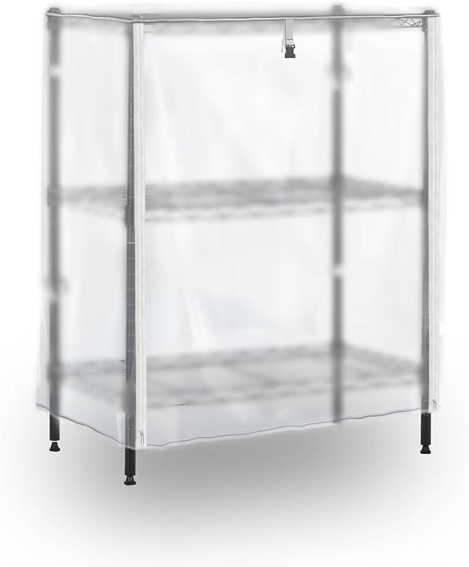 PVC Waterproof 3 Shelf Wire Rack for Wire Shelf Cover - 24" W x 14" D x 30" H - Protects from Dust and Debris - Only Cover (Frosted)
